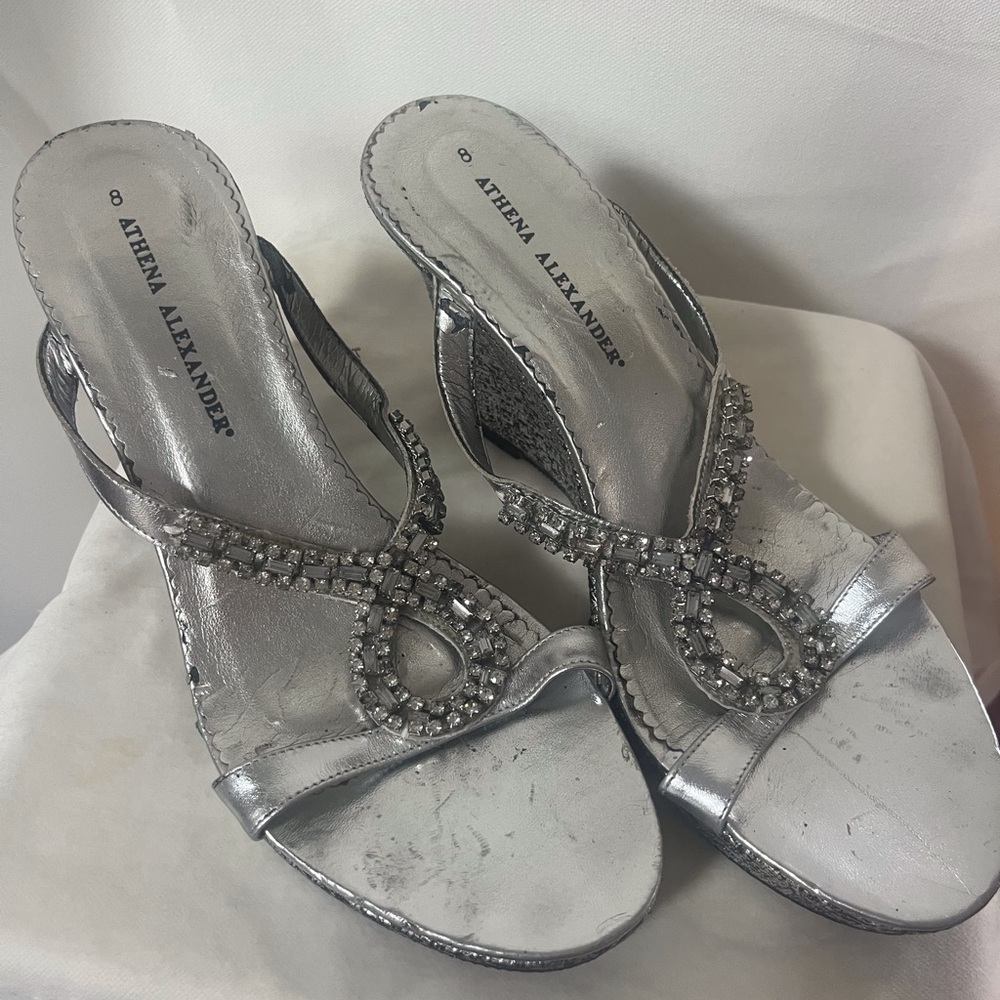 Silver wedge sandals